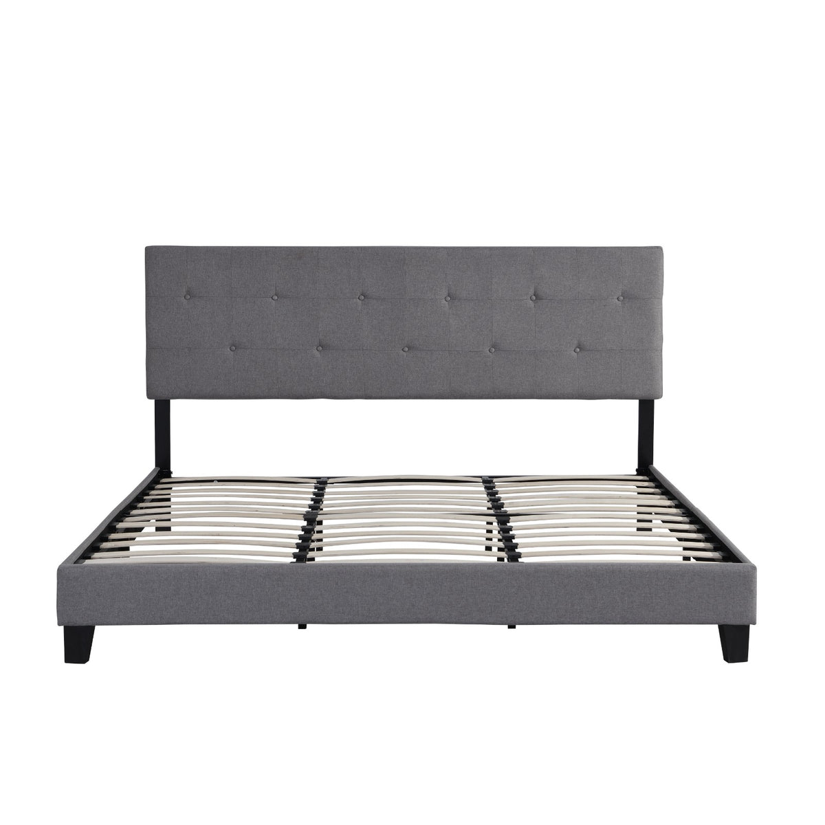 Letto King Size con Testiera Imbottita Grigia Elegante