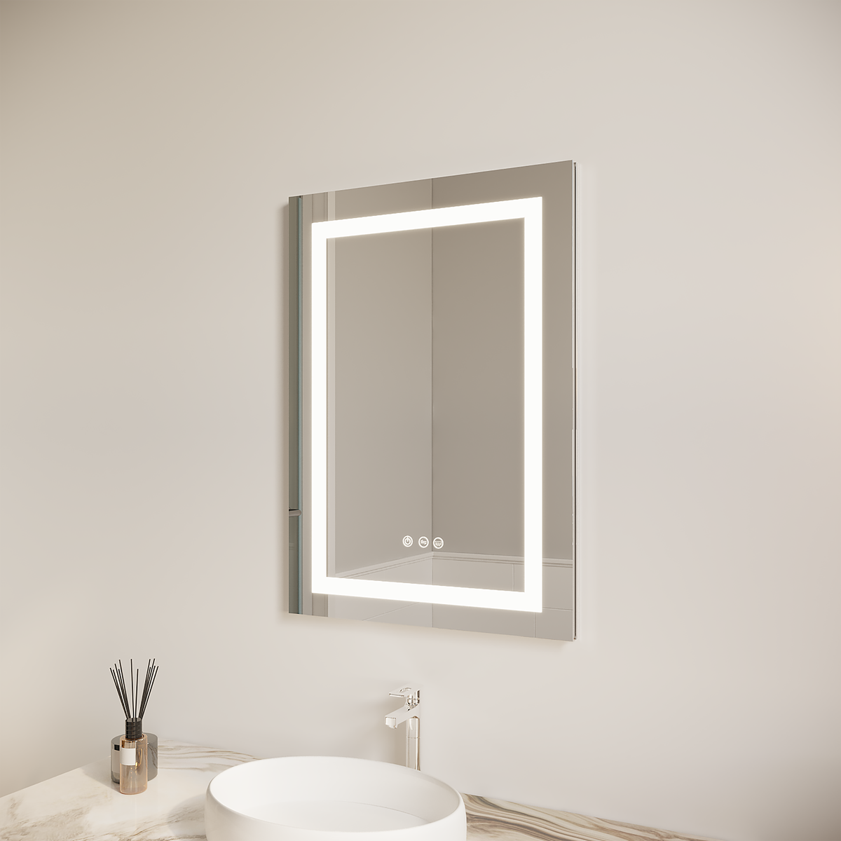 Armadietto Bagno LED 66x51cm Porta Sinistra