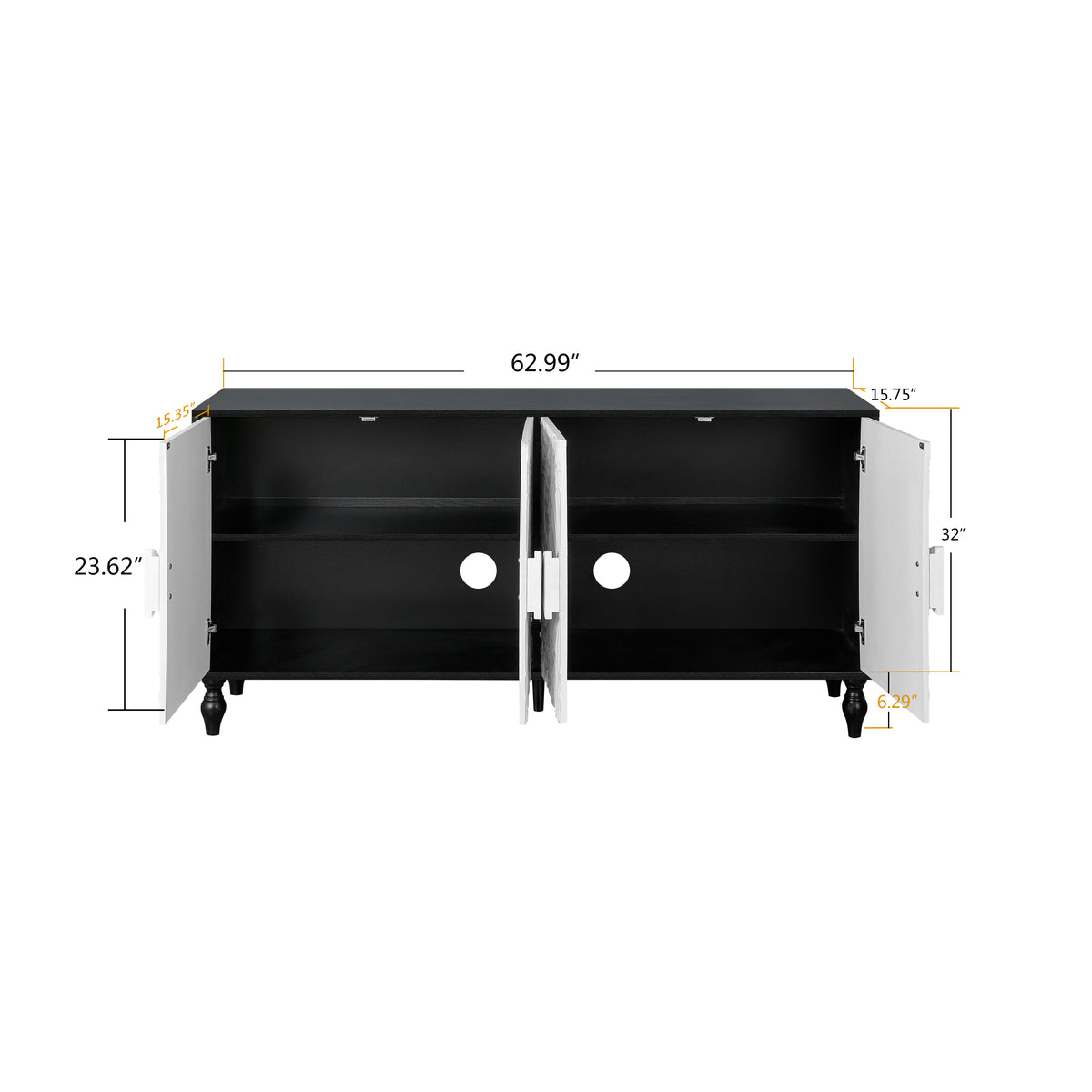 Mobile TV Vintage Bianco Porte Intagliate