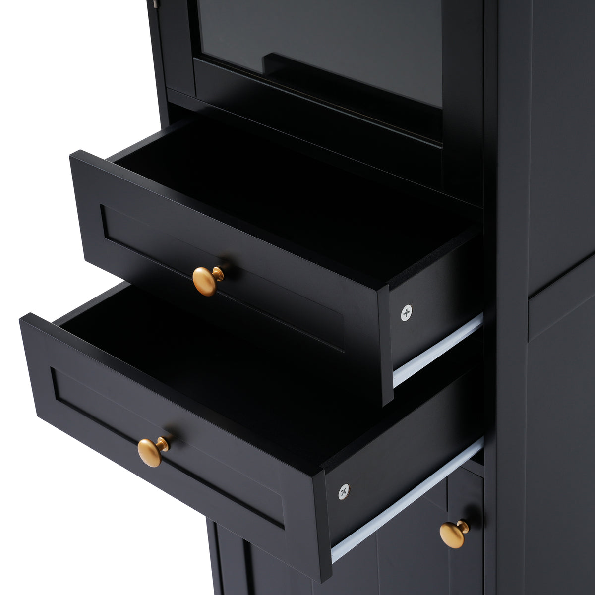 Mobile Bagno Alto Nero con Ante Vetro