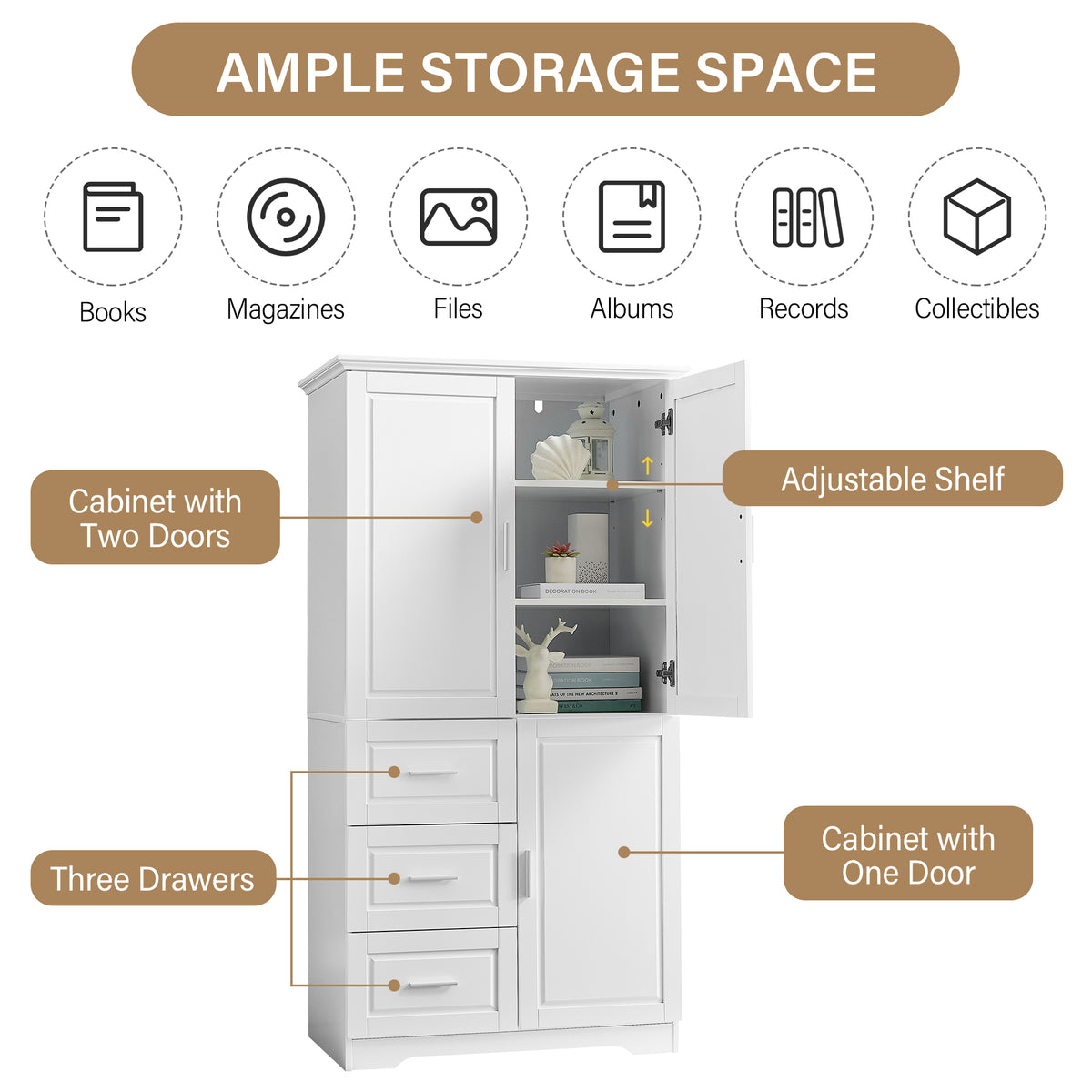 Mobile Bagno Alto Porte Cassetti Bianco
