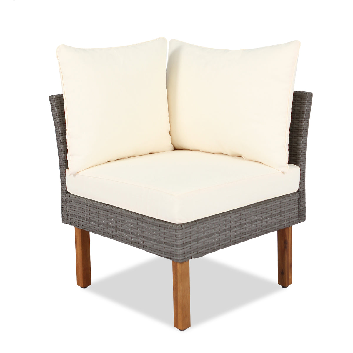 Set Patio Rattan 9 Pezzi Beige Acacia