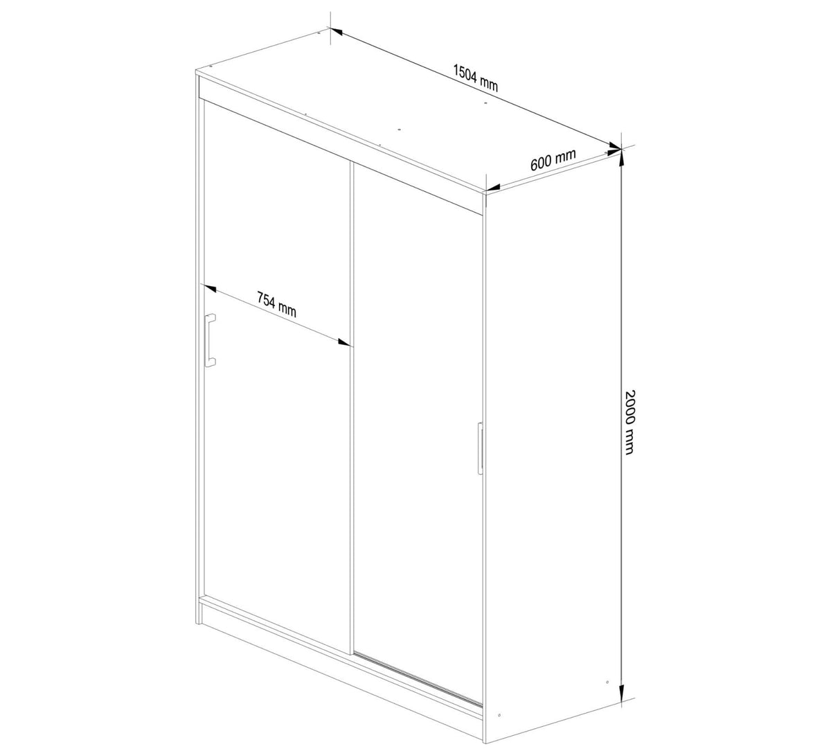 Armadio Scorrevole 150 cm con Specchio — Olmo