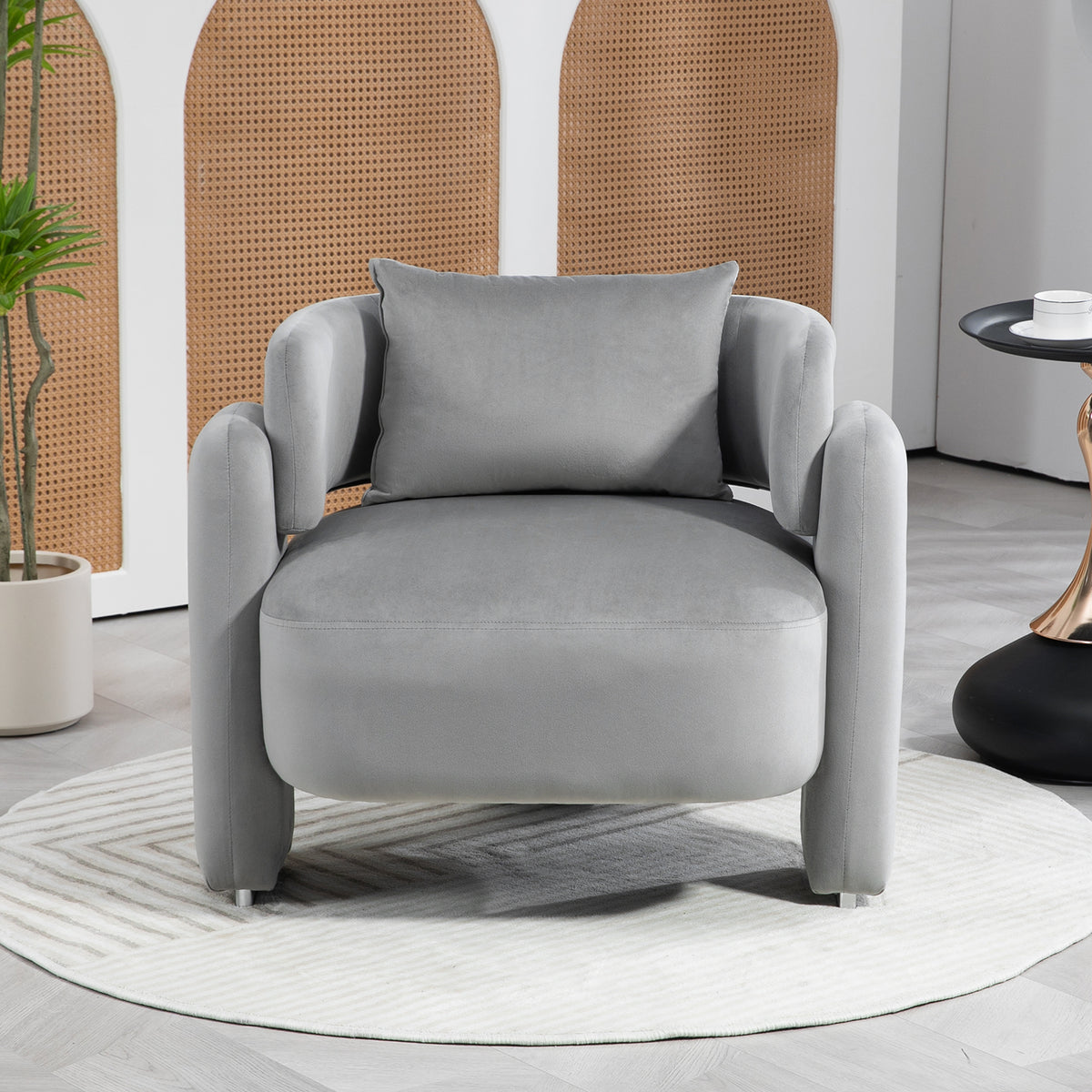 Poltrona Lounge Velluto Grigio