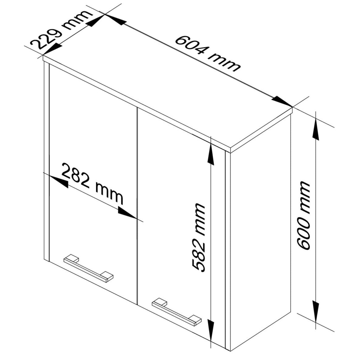 Armadietto Bagno Aria 60 cm 2 Ante – Bianco/Grafite