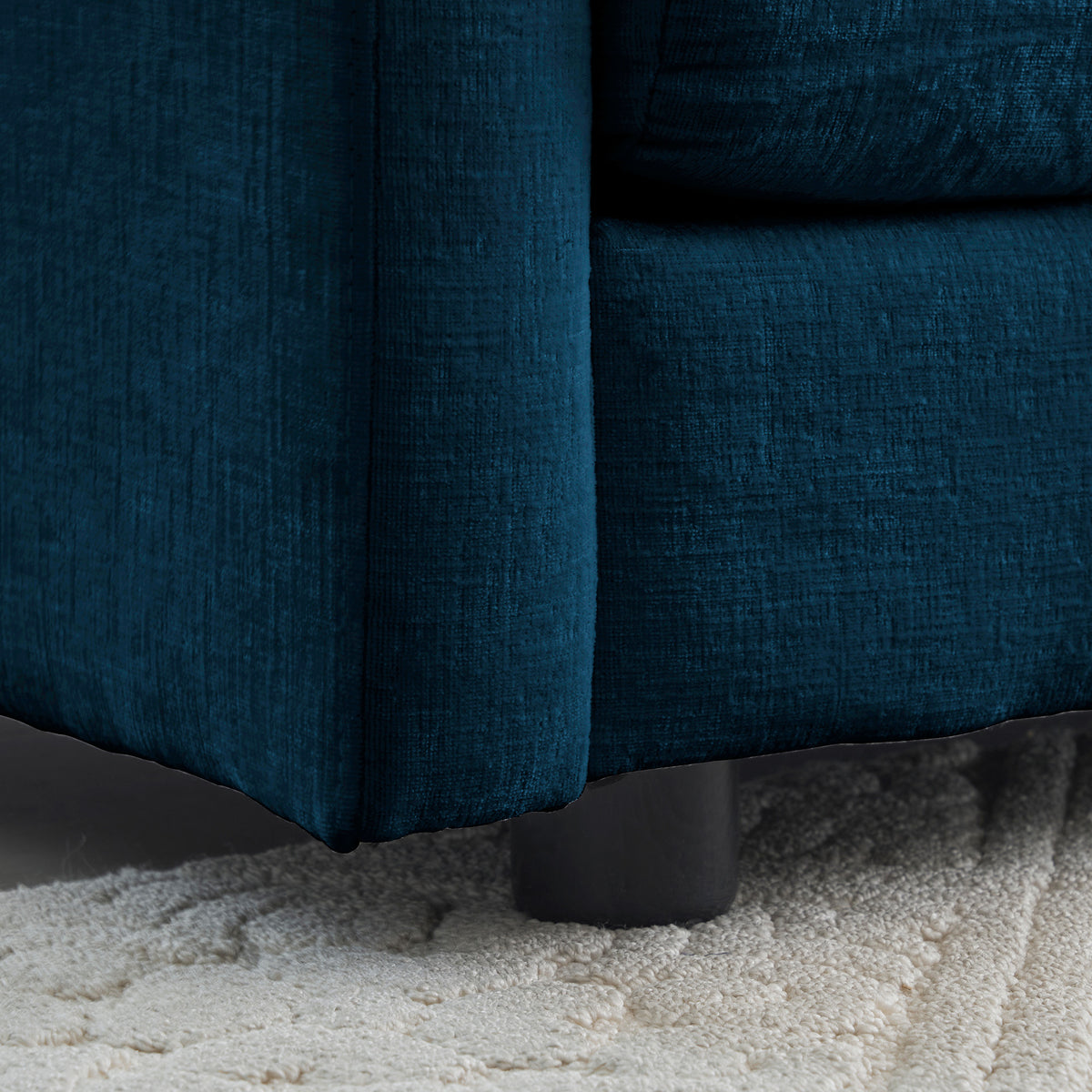 Divano 2 Posti Chenille Blu con 4 Cuscini