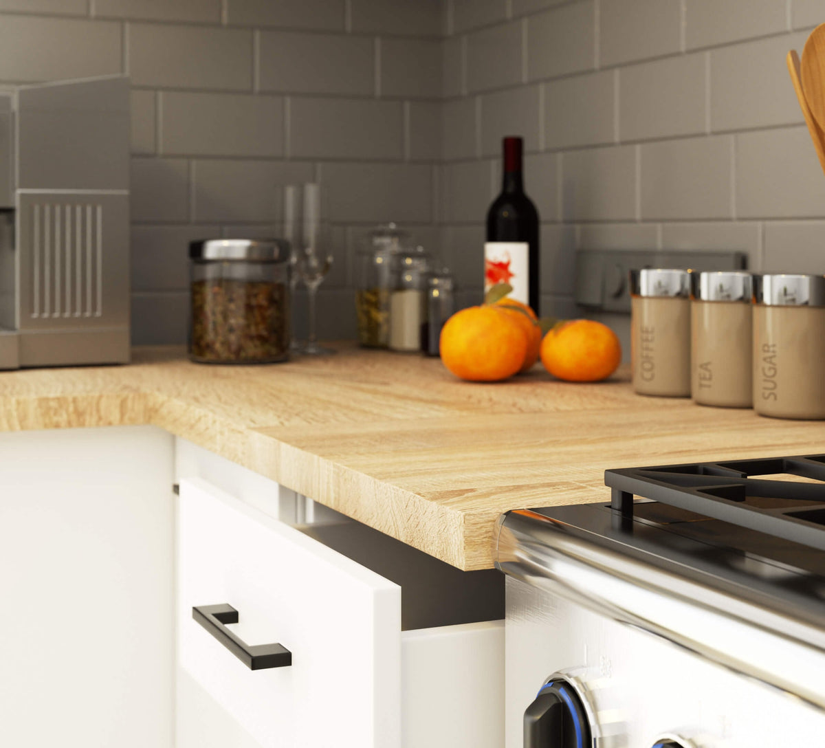 Set Cucina Linea 5 Elementi – Beton/Bianco 180x46x203 cm
