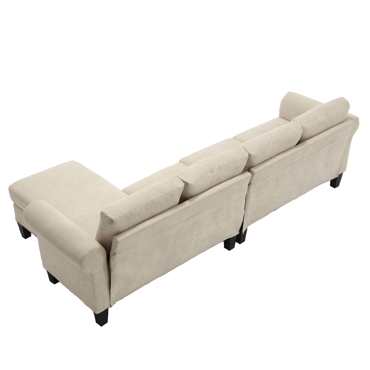 Divano Angolare Lino Beige 4 Posti
