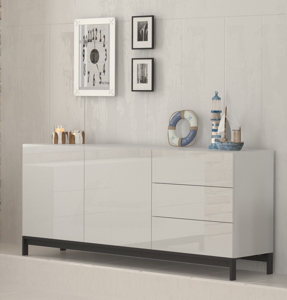 Credenza METIS con piedi 2 ante + 3 cassetti 170 cm.