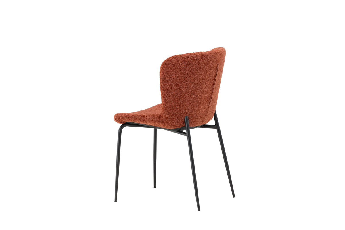 Modesto Dining Chair 2-pack - Black Legs / Roasty Boucle