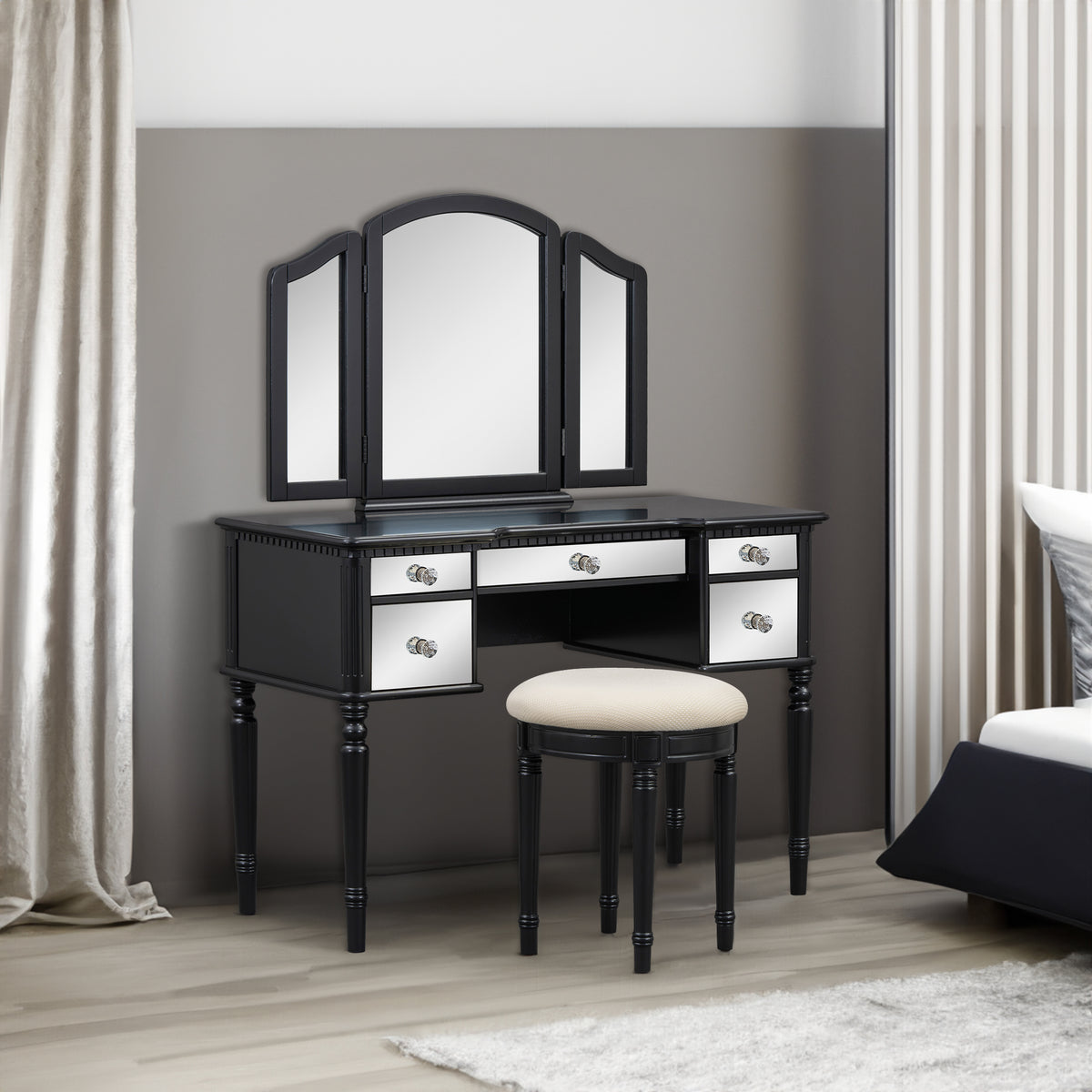 Set Toeletta Nera 109cm con Sgabello