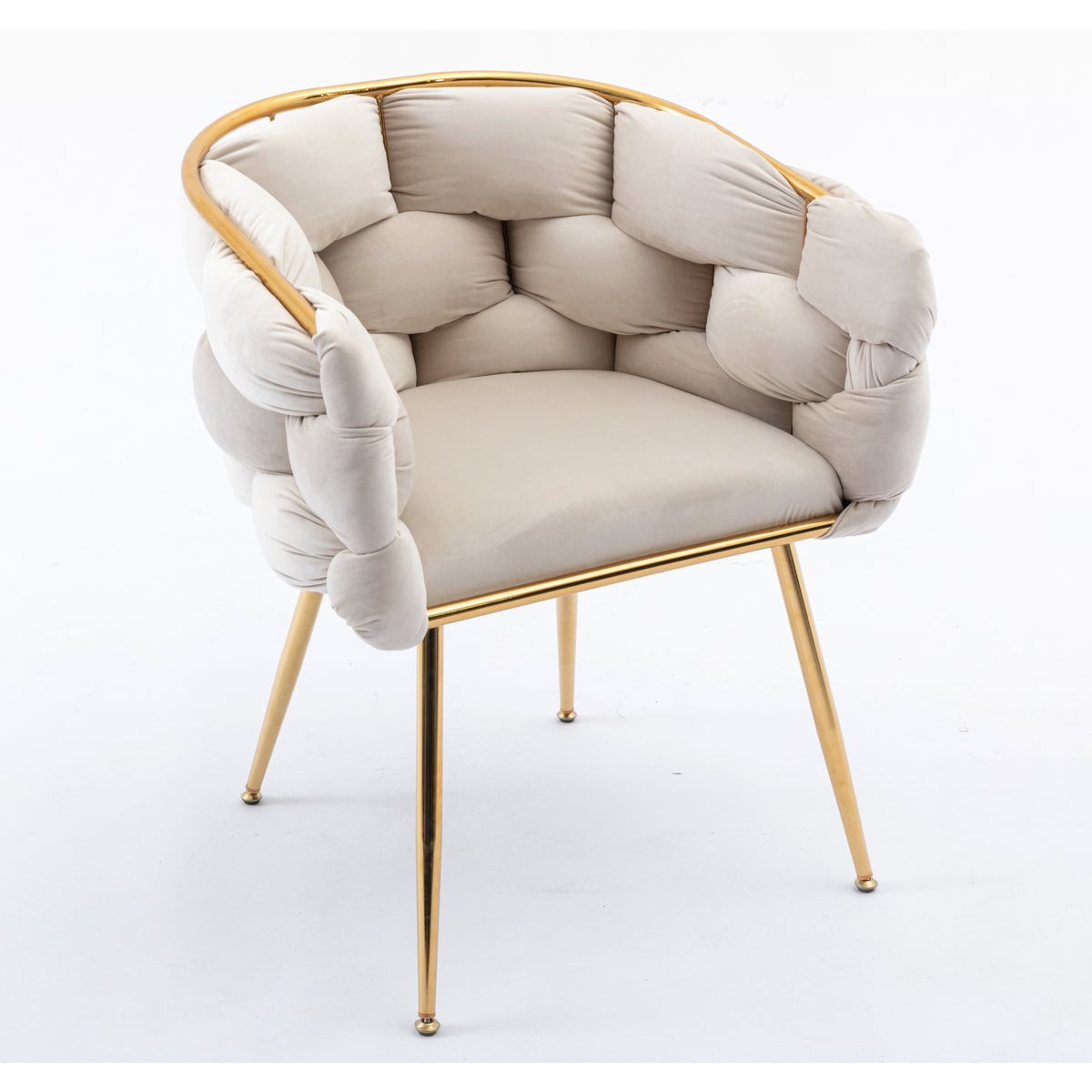 Poltrona Moderna in Velluto Beige Veluxe