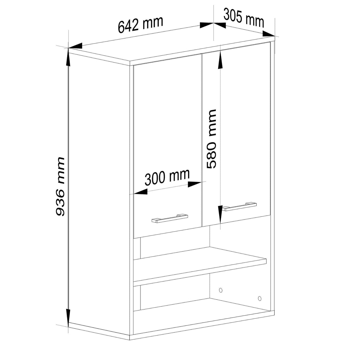 Pensile Bagno Aria 64 cm 2 Ante – Rovere Sonoma