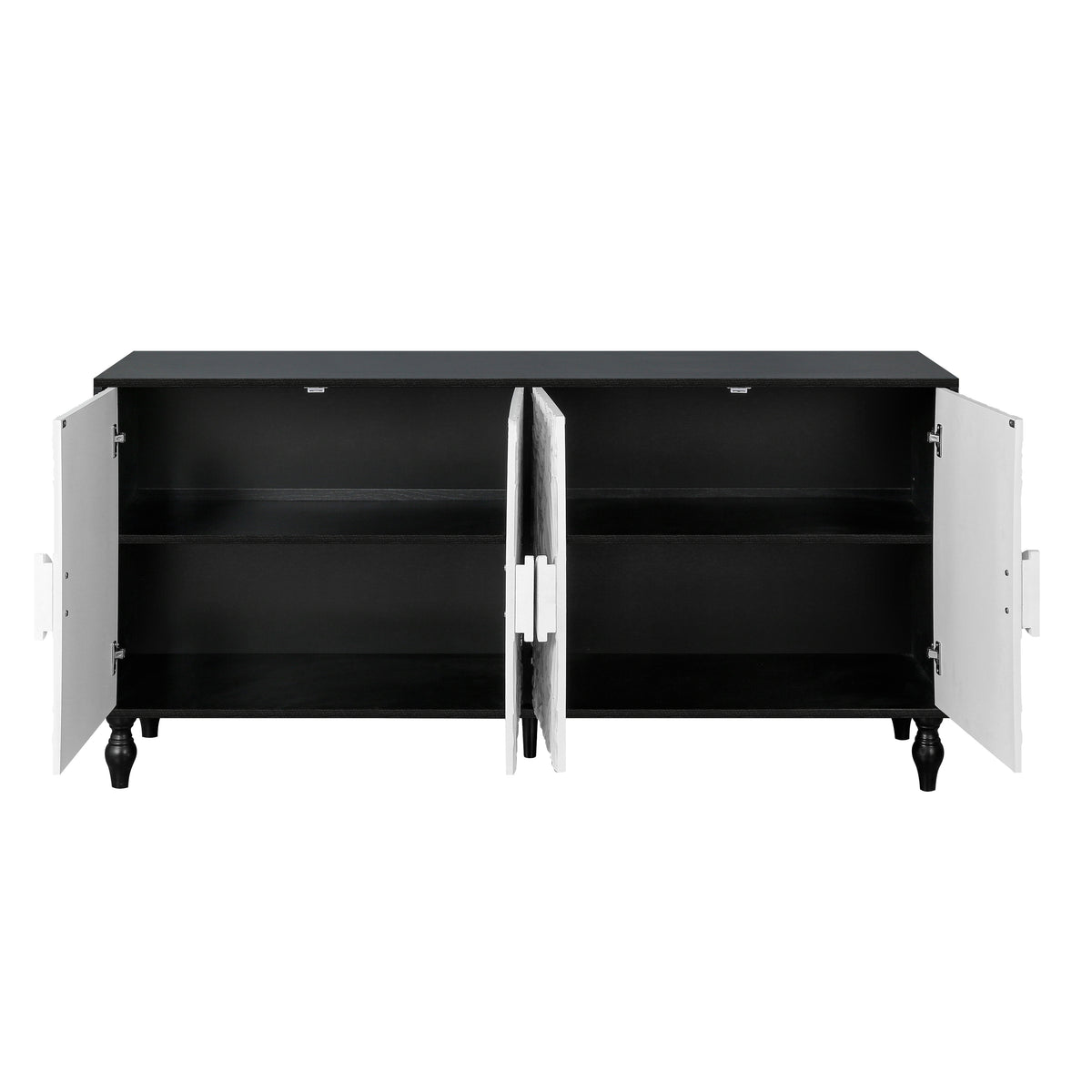 Mobile TV Vintage Bianco Porte Intagliate
