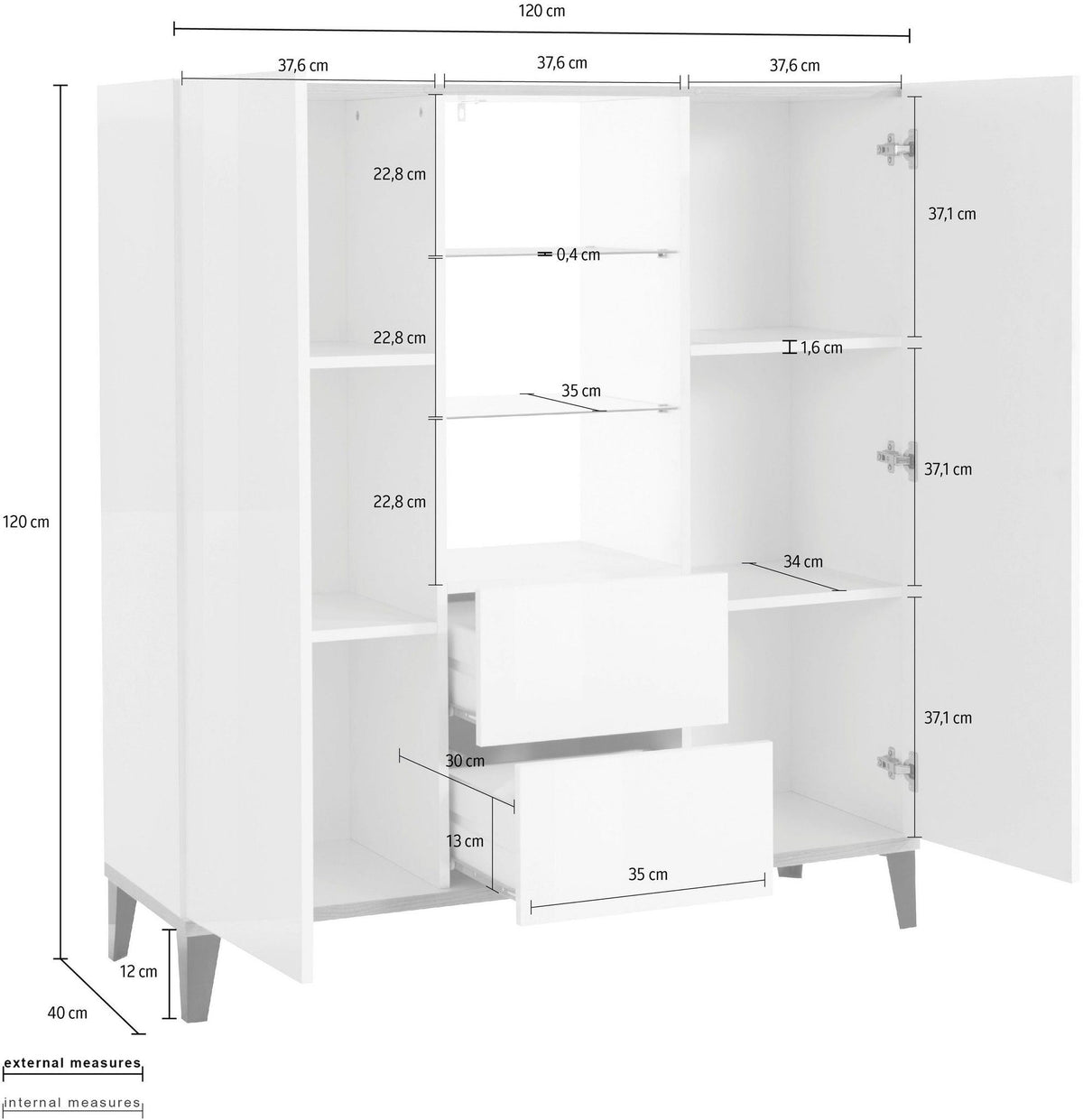 Credenza SUNRISE alta 120 cm.