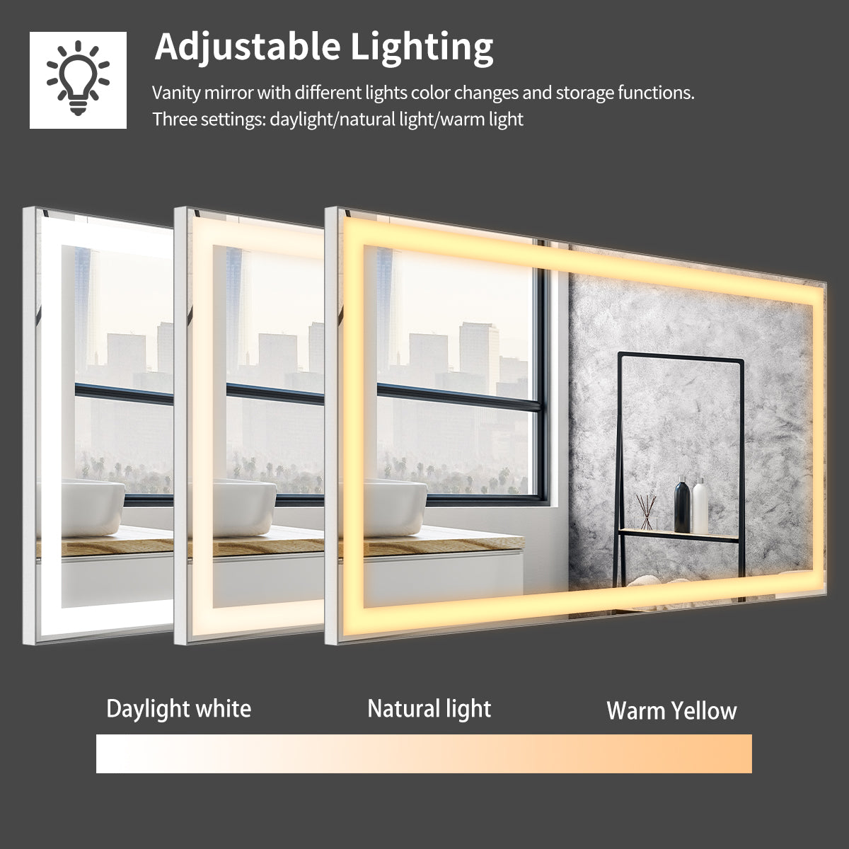 Specchio LED Bagno 122x61cm Antiappannamento