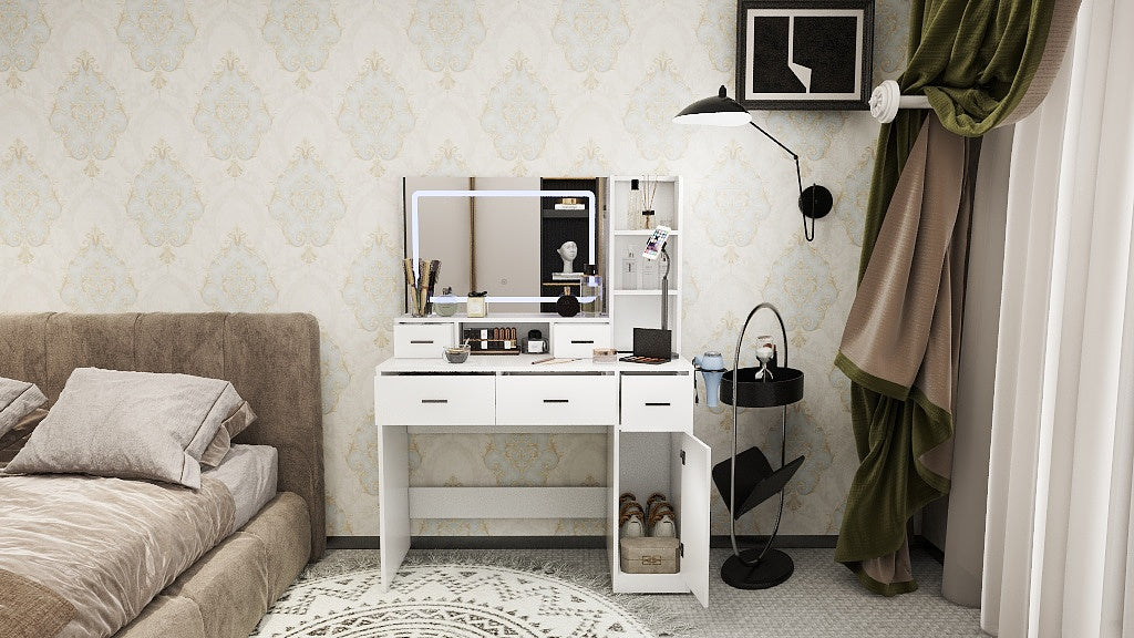 Toeletta Bianca con Specchio Smart LED