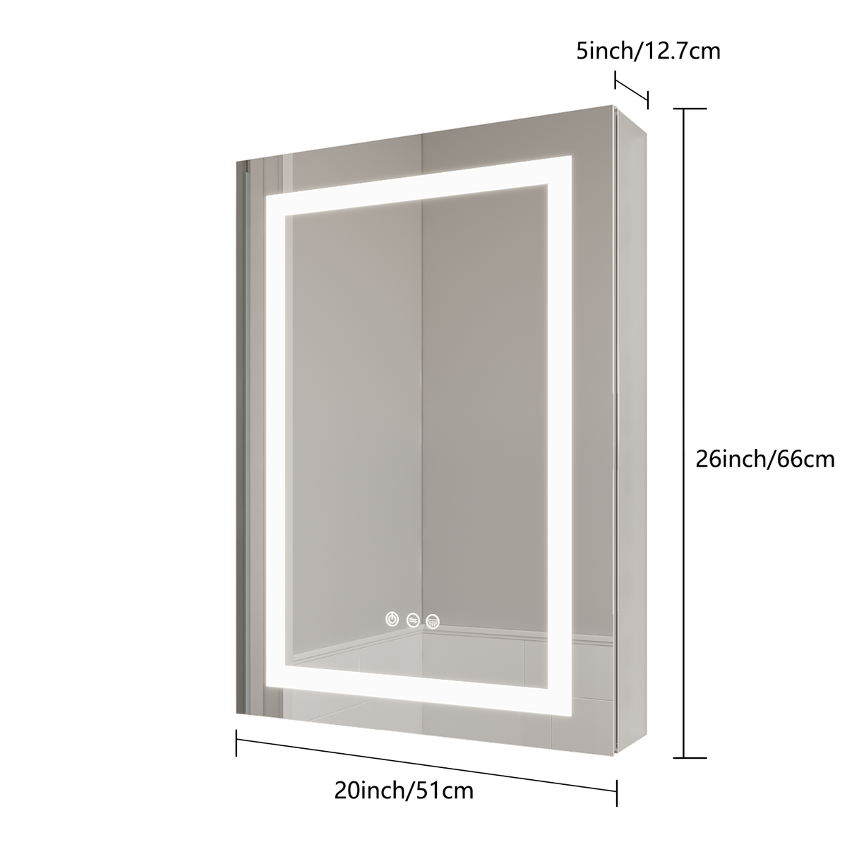 Armadietto Bagno LED 66x51cm Porta Sinistra