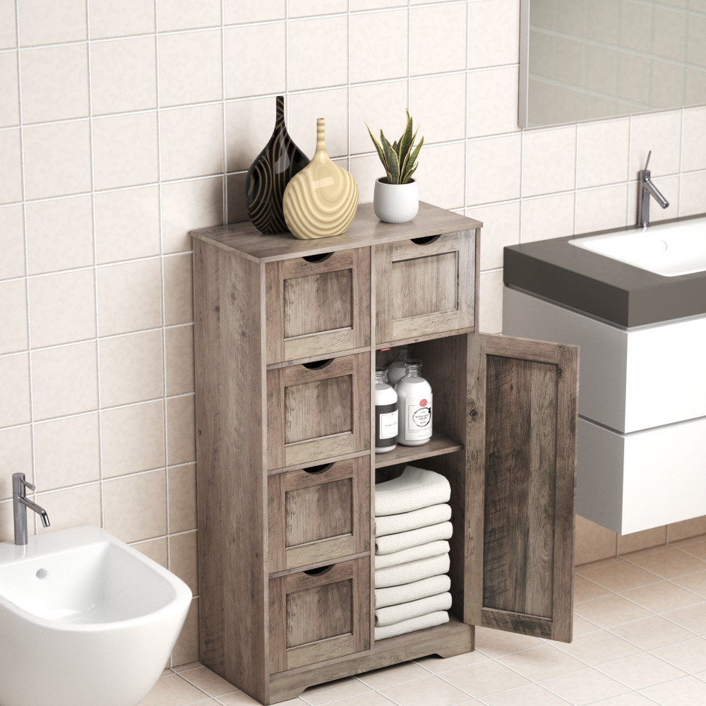Mobile Bagno 5 Cassetti 1 Anta Grigio