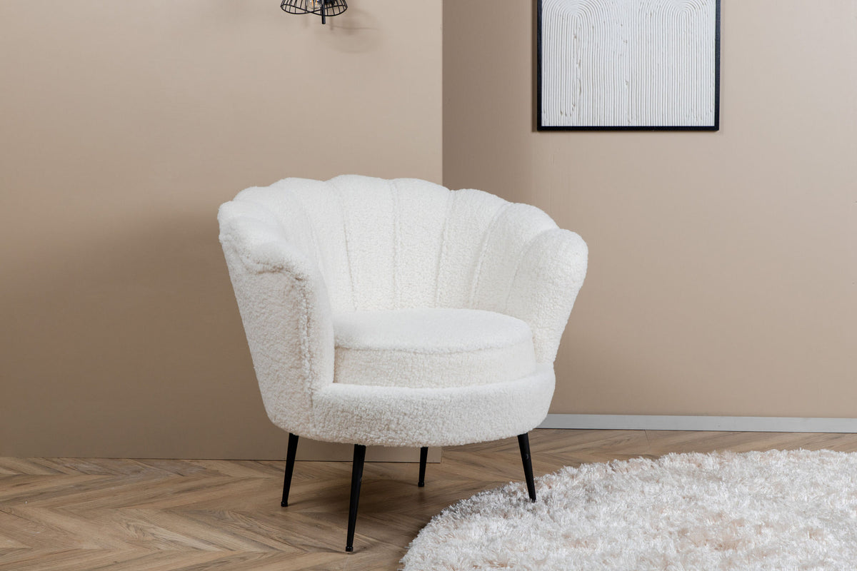 Poltrona Calais Teddy Bianco e Nero