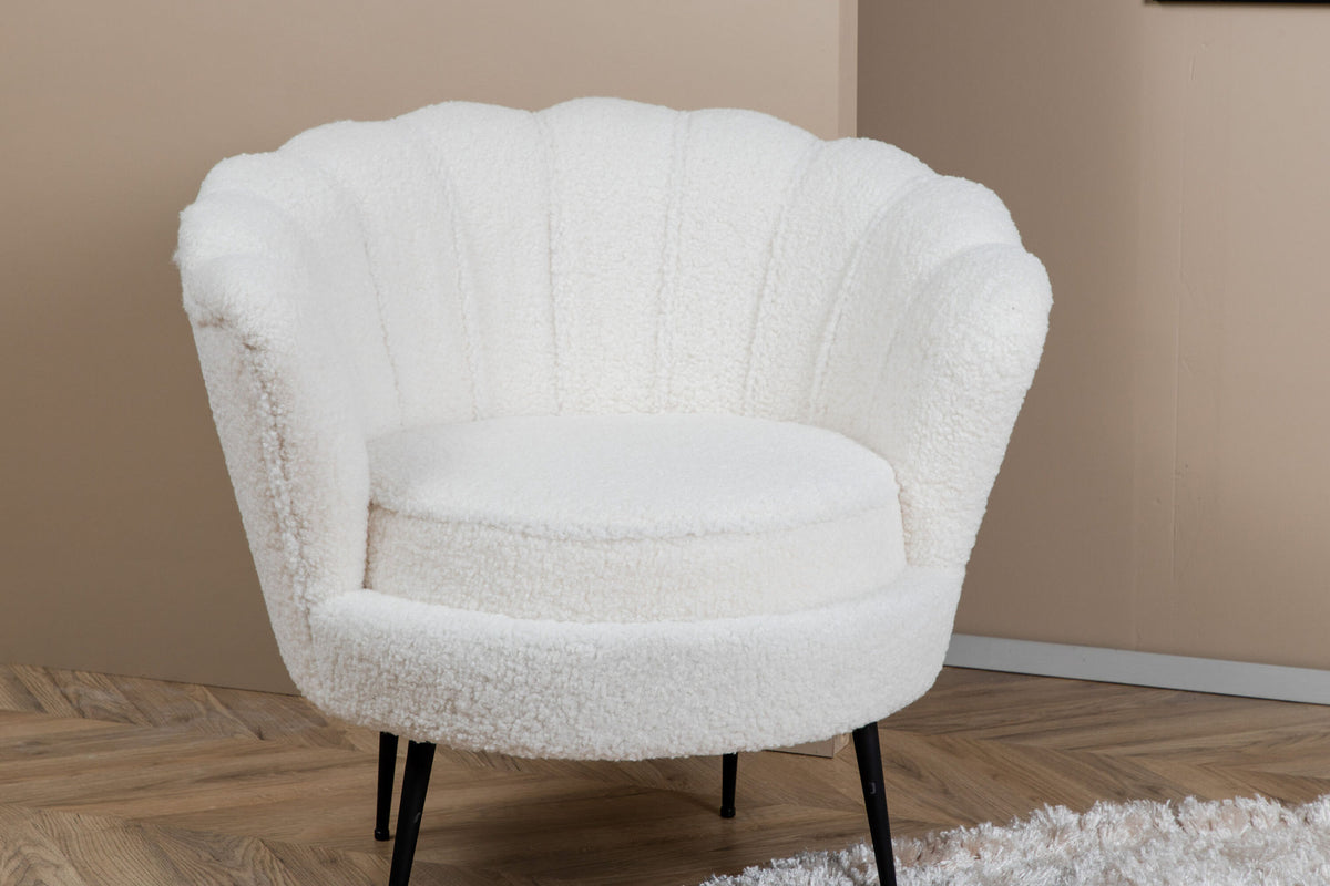 Poltrona Calais Teddy Bianco e Nero