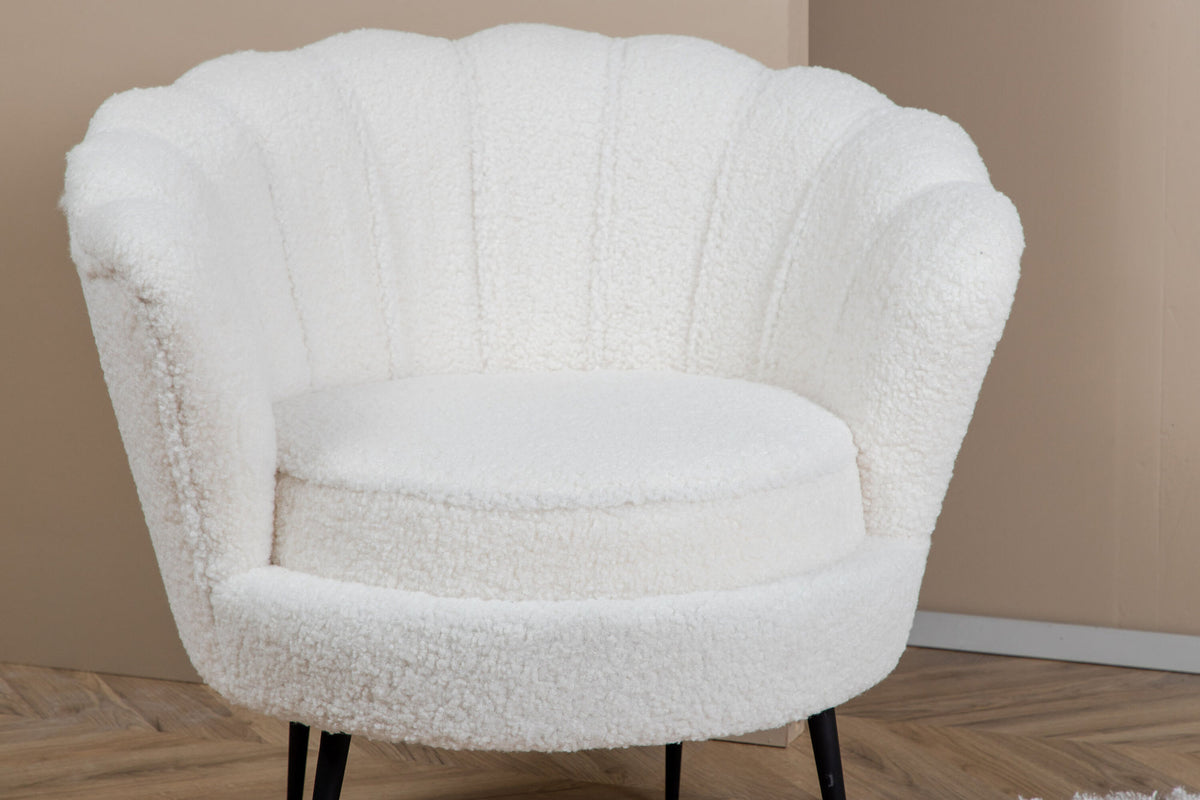 Poltrona Calais Teddy Bianco e Nero