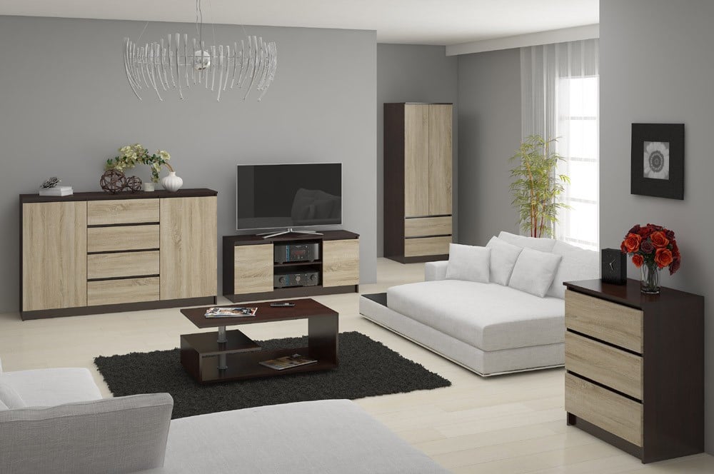 Credenza Linea 120 cm 10 Cassetti – Wenge/Sonoma