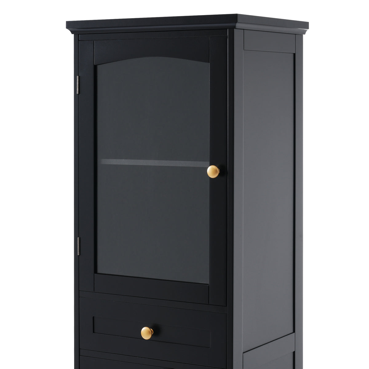 Mobile Bagno Alto Nero con Ante Vetro