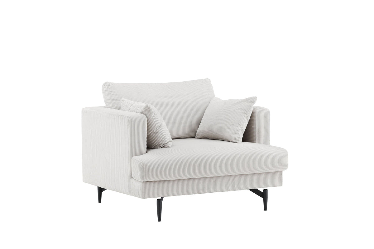 Sofia Single Sofa - Black / Beige Corduroy