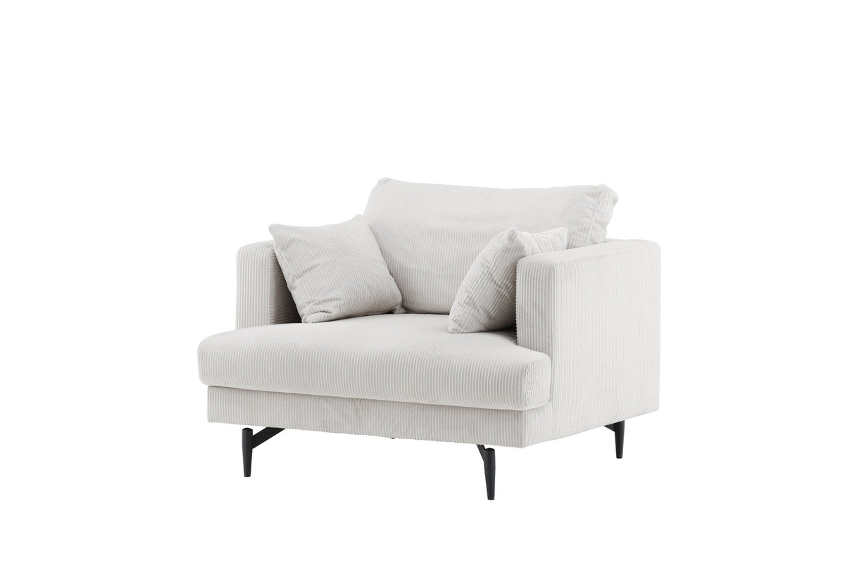 Sofia Single Sofa - Black / Beige Corduroy