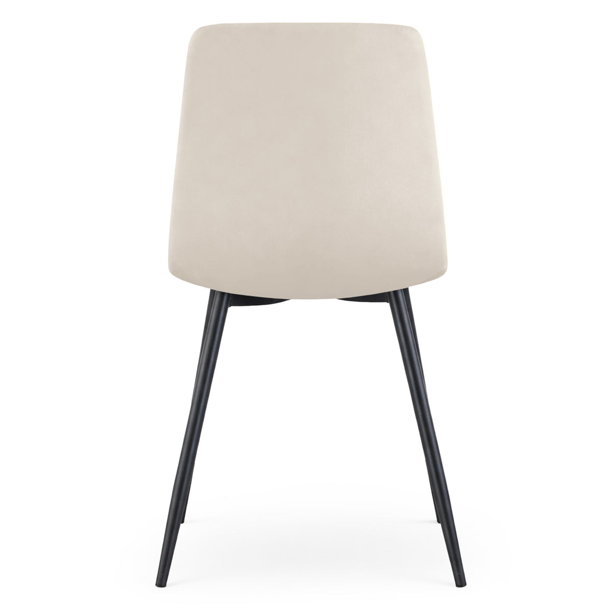 2 Sedie Imbottite in Velluto Beige Gambe Nere