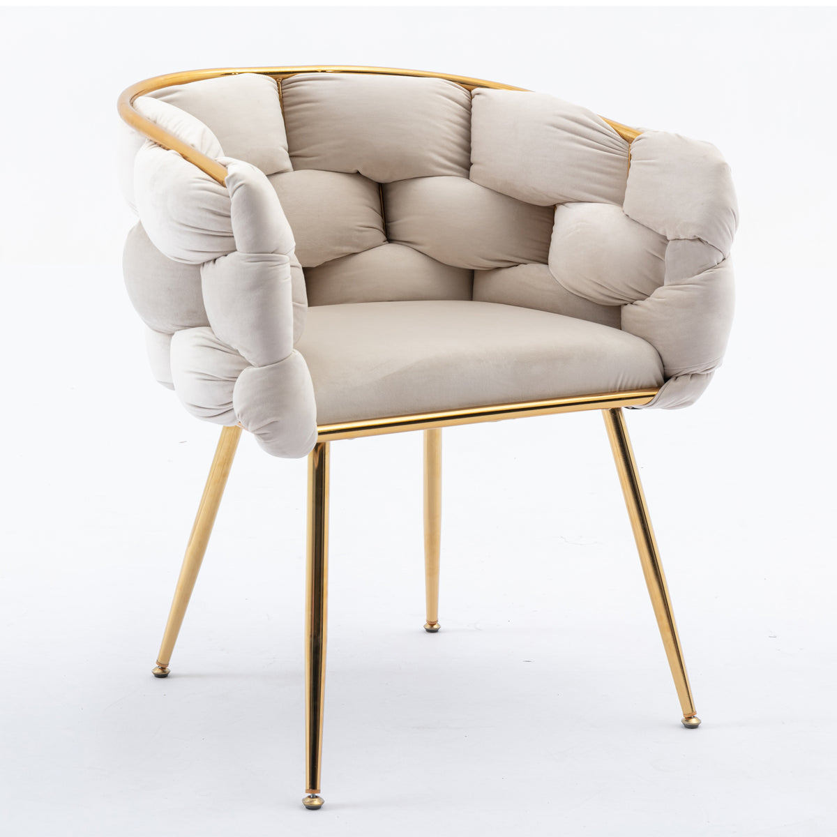 Poltrona Moderna in Velluto Beige Veluxe