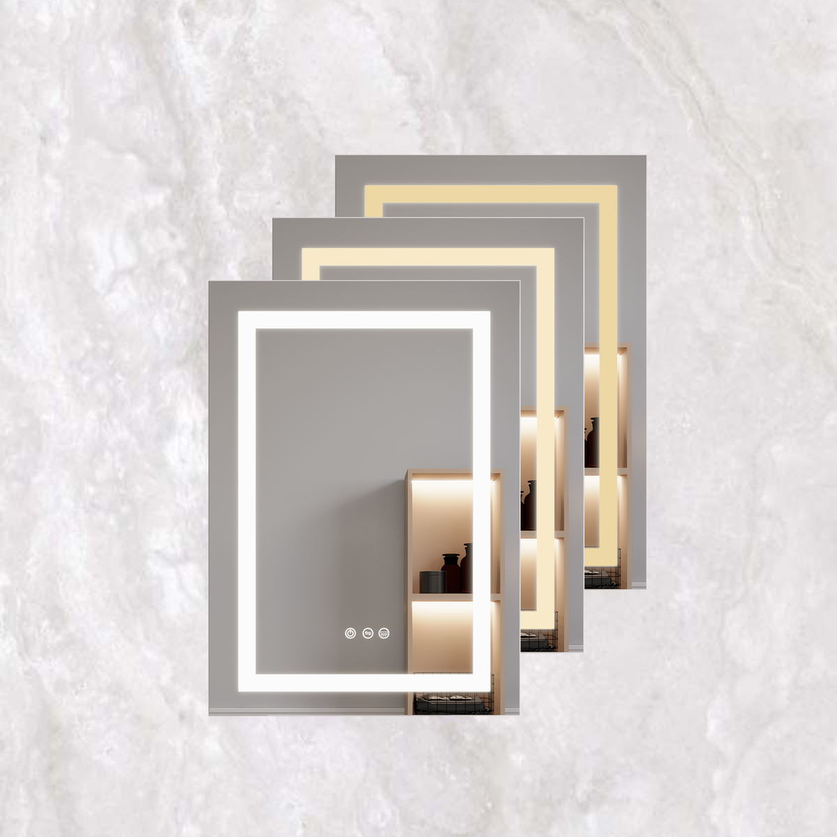 Armadietto Bagno LED 66x51cm Porta Sinistra