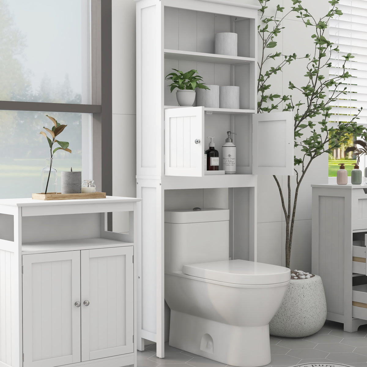 Mobile Bagno Sopra WC 2 Ripiani 2 Ante Legno