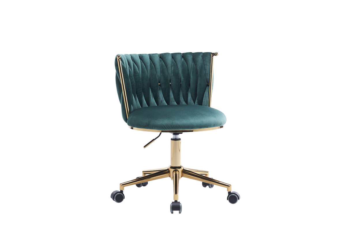 Sedia Ufficio Girevole Ergonomica in Velluto Verde Smeraldo