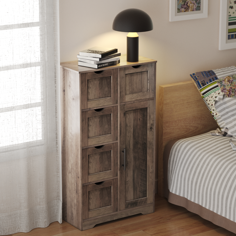 Mobile Bagno 5 Cassetti 1 Anta Grigio