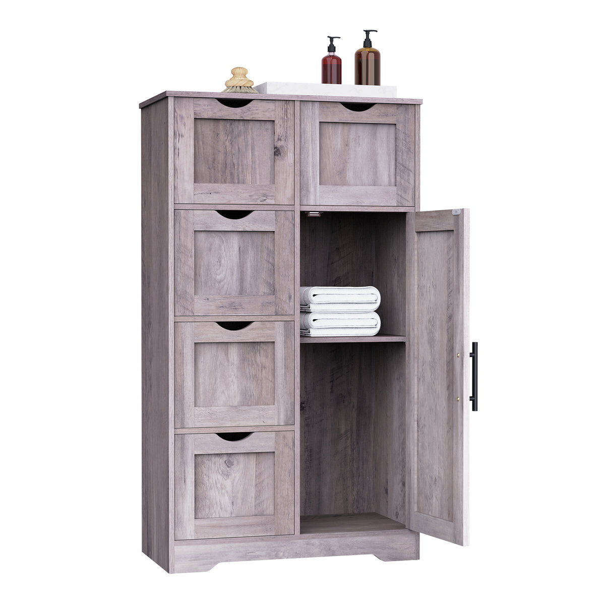 Mobile Bagno 5 Cassetti 1 Anta Grigio