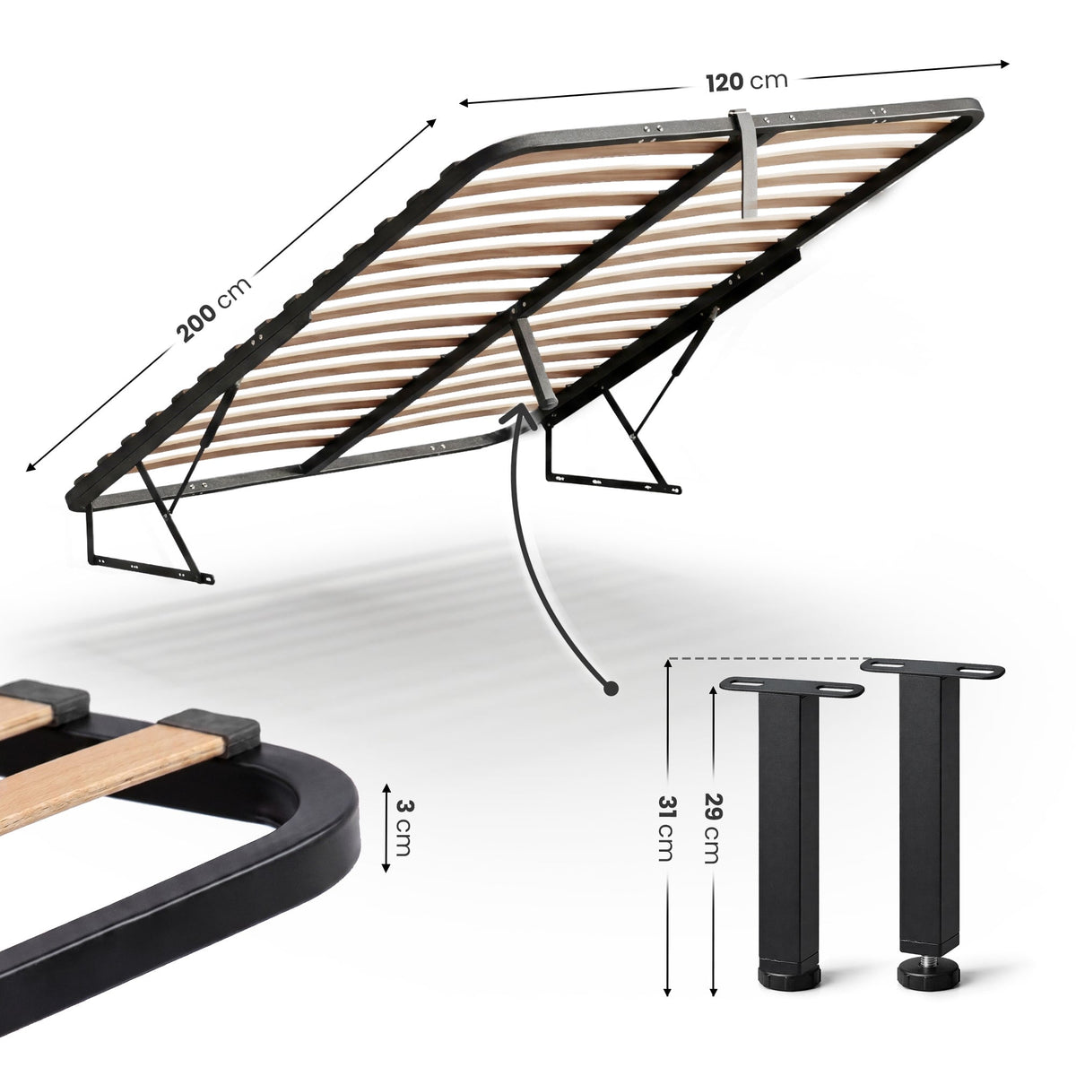 Rete Letto Linea 120x200 cm 28 Doghe – Sollevamento