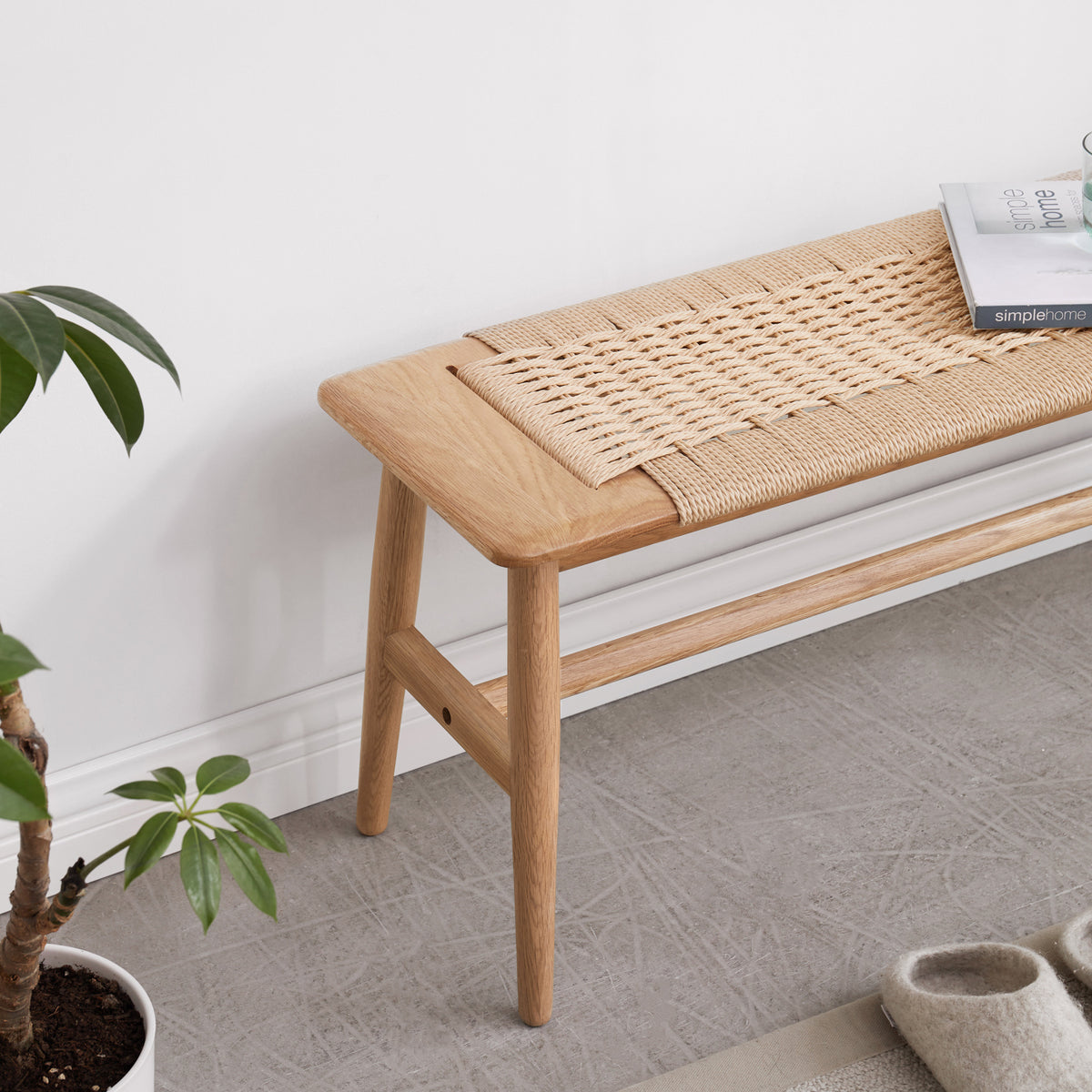 Panca Rovere Naturale Seduta Intrecciata