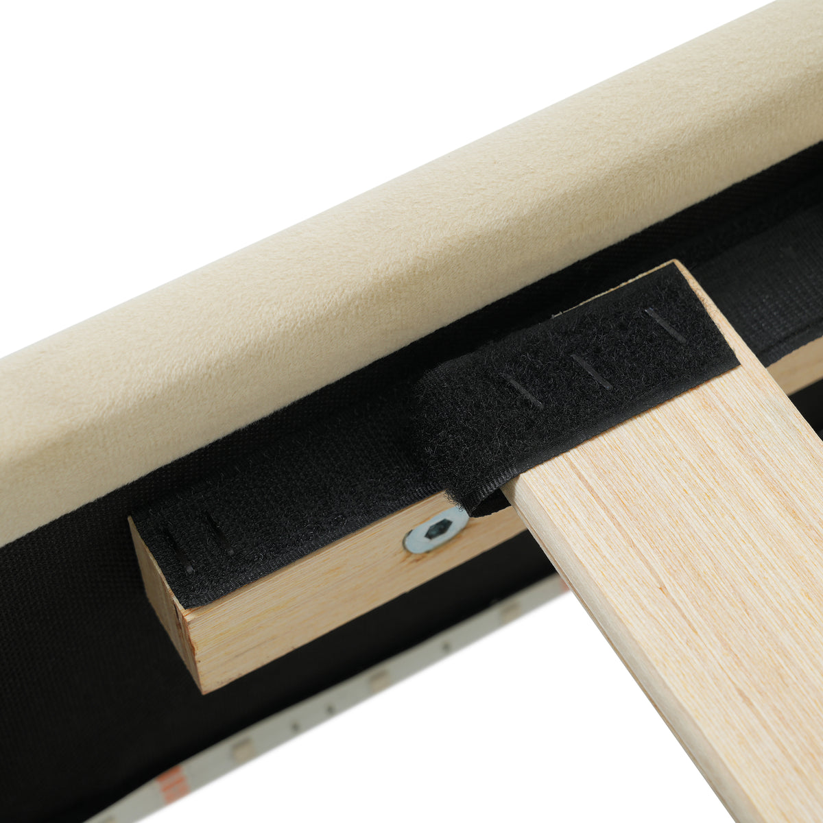 Letto Full Size Velluto Beige con LED