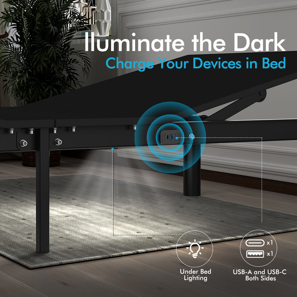 Base Letto Regolabile Twin XL con LED