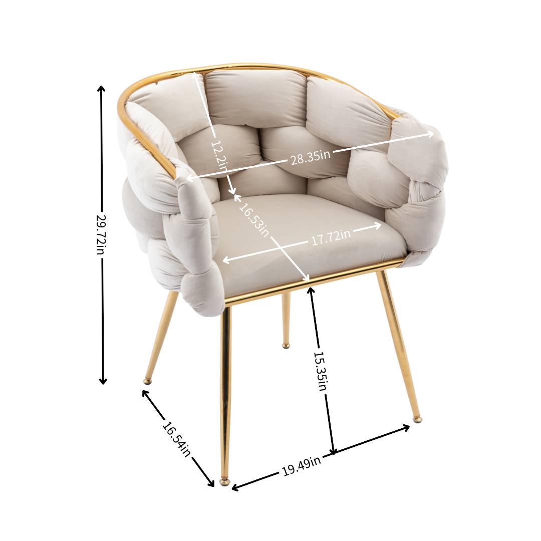 Poltrona Moderna in Velluto Beige Veluxe