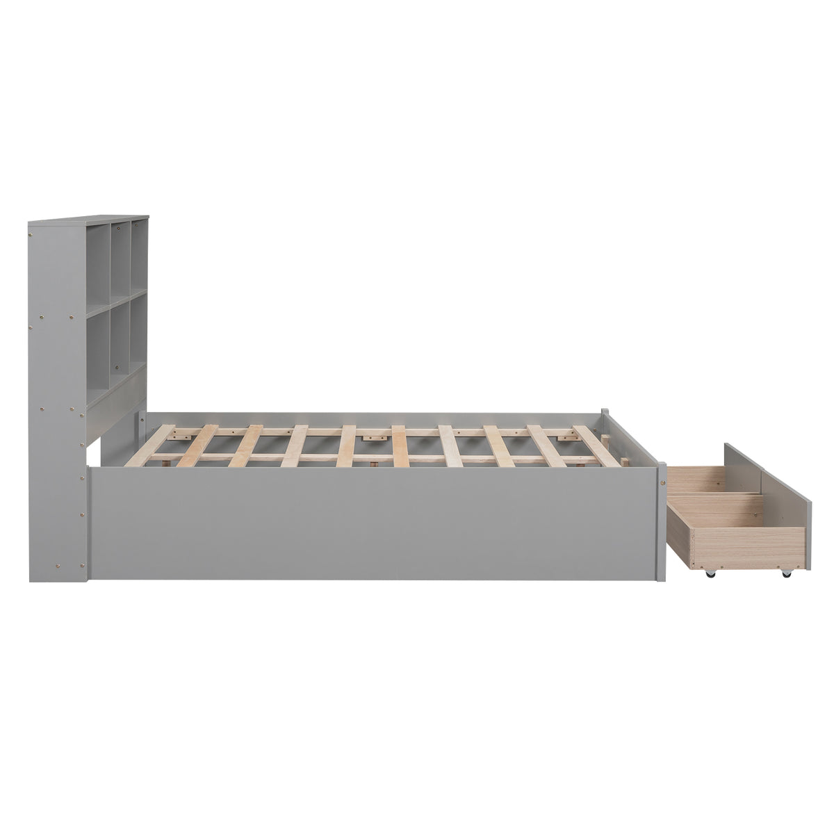 Letto Matrimoniale con Testiera Contenitore Grigio