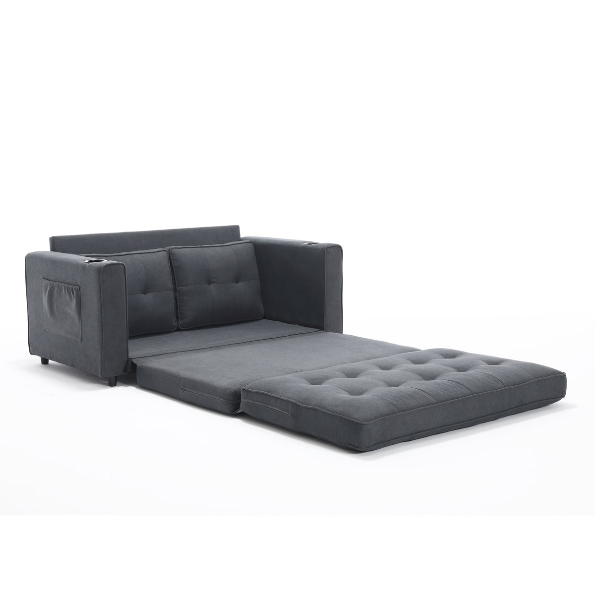 Divano Letto Futon 3 in 1 Grigio Scuro