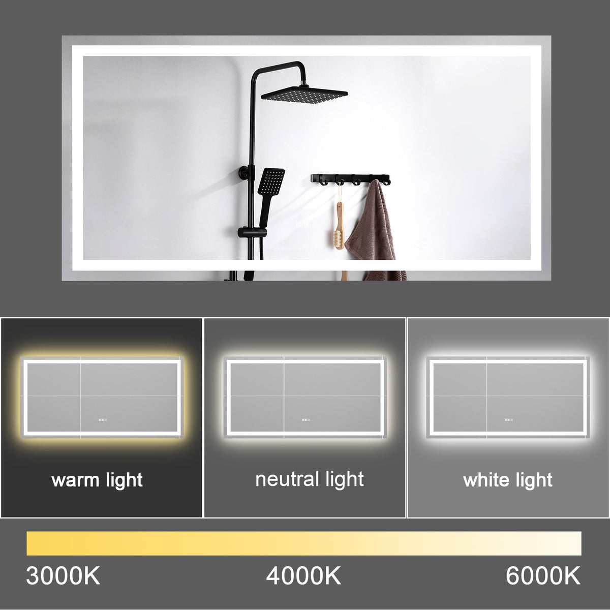 Specchio LED Bagno 183x91cm Antiappannamento