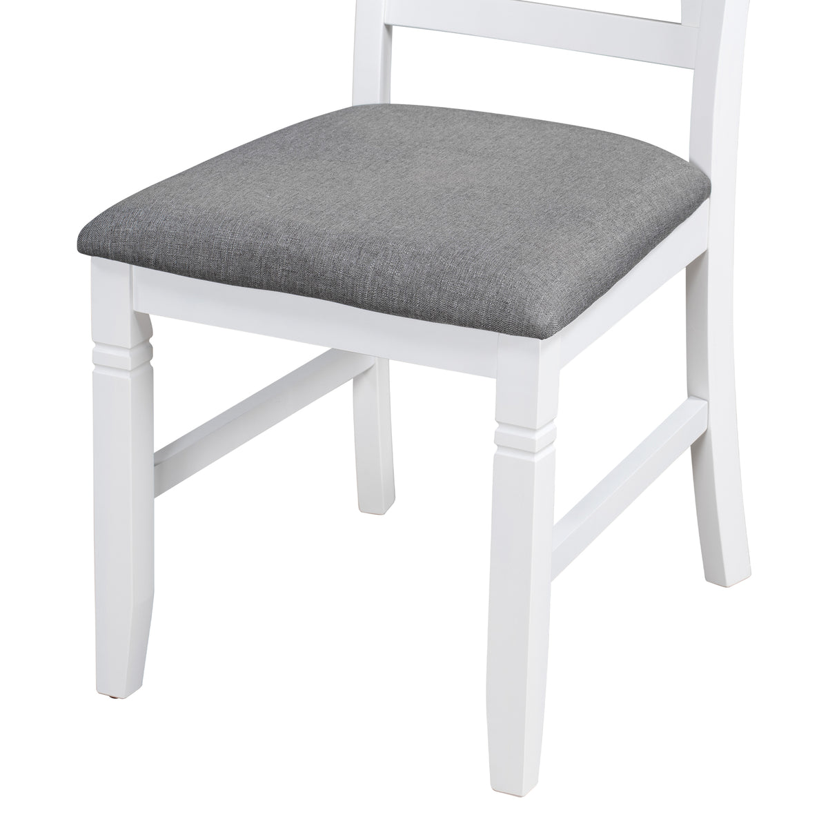 Set Tavolo Pranzo 6 Pezzi Legno Grigio Bianco