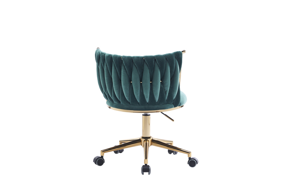 Sedia Ufficio Girevole Ergonomica in Velluto Verde Smeraldo