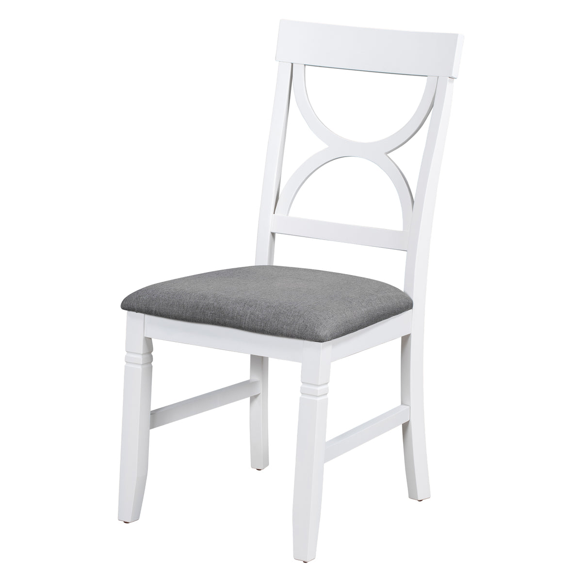 Set Tavolo Pranzo 6 Pezzi Legno Grigio Bianco