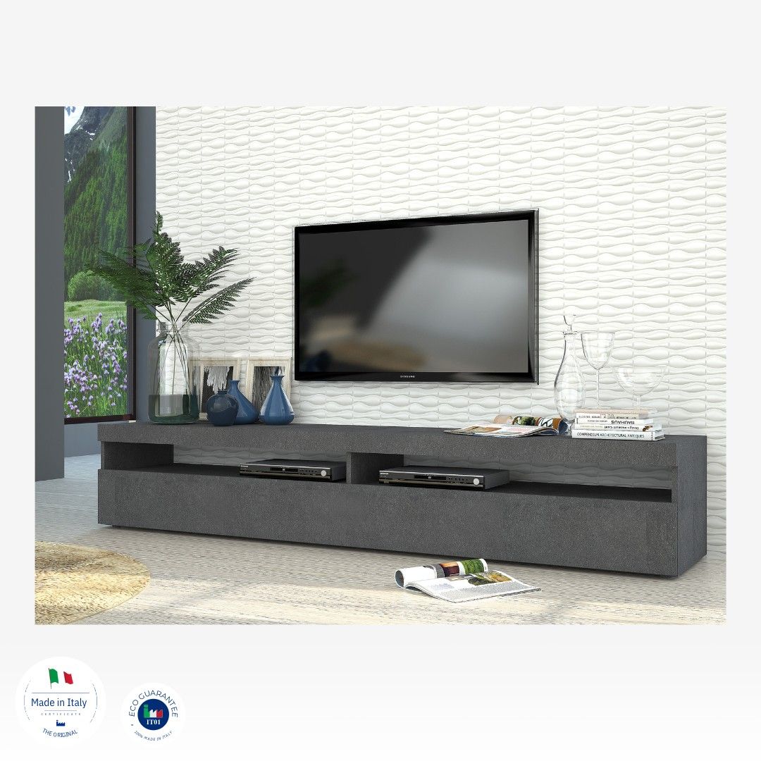 Porta tv BURRATA 200 cm 2 vani giorno + 1 anta a ribalta.