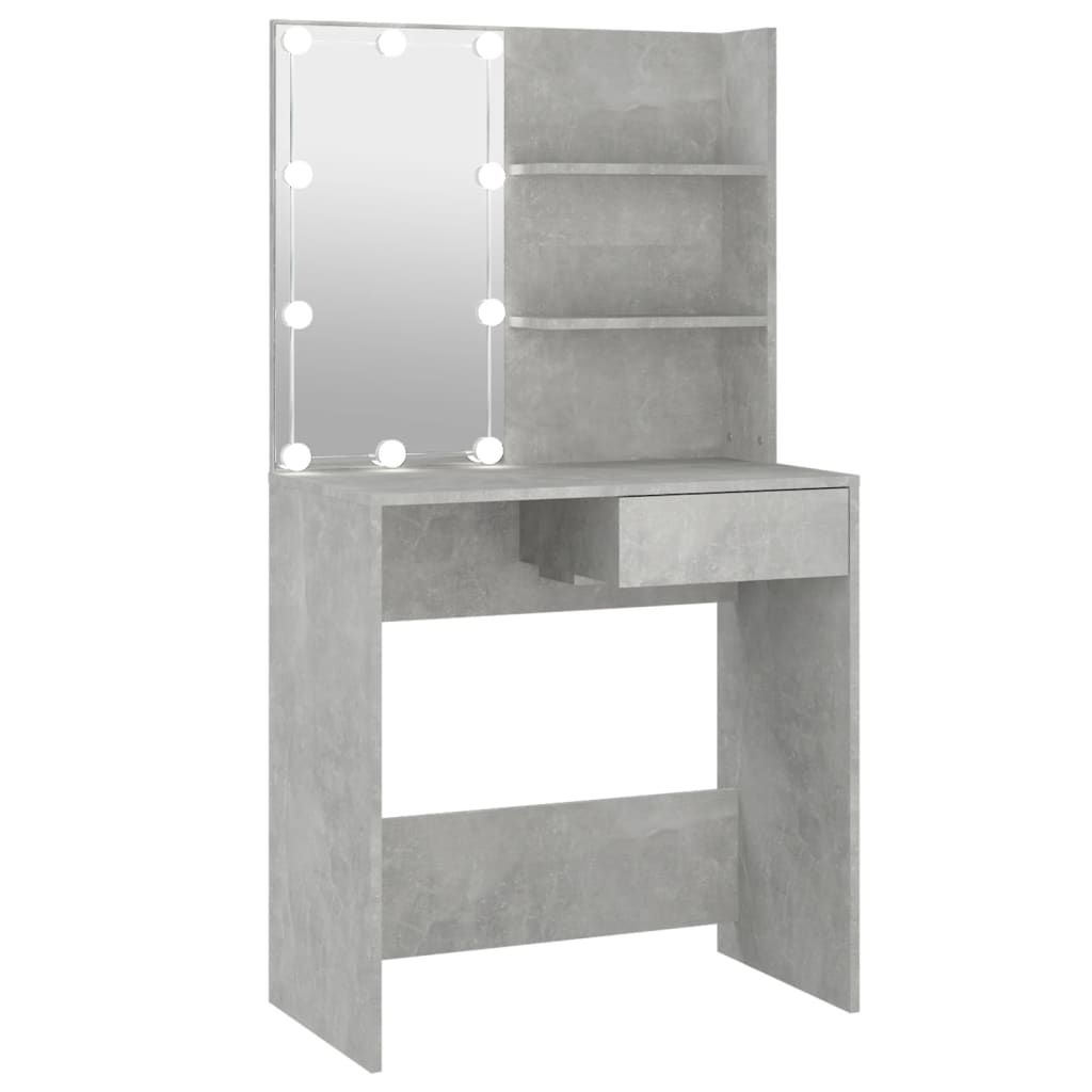 NNEVL Dressing Table with LED Concrete Grey 74.5x40x141 cm-1